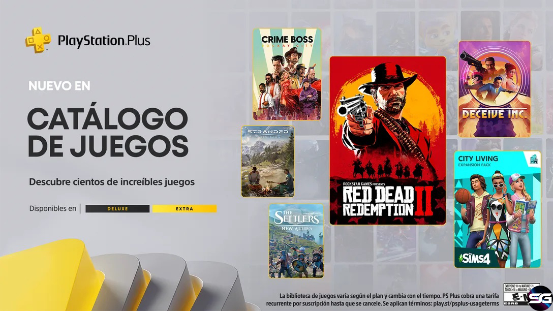 Catálogo de juegos de PlayStation Plus de mayo: Red Dead Redemption 2, Deceive Inc., Crime Boss: Rockay City y muchos más