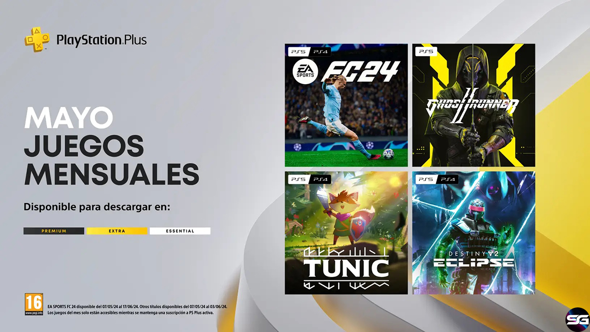 Juegos mensuales de PlayStation Plus de mayo: EA Sports FC 24, Ghostrunner 2, Tunic, Destiny 2: Eclipse
