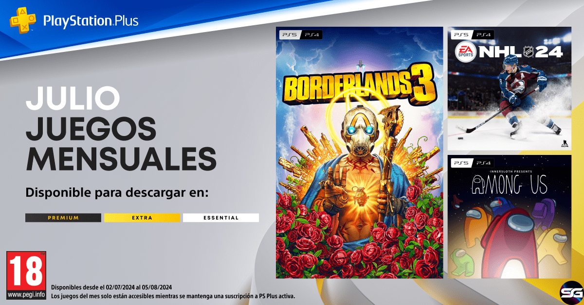 Juegos mensuales de PlayStation Plus de julio: Borderlands 3, EA SPORTS™ NHL 24 y Among Us