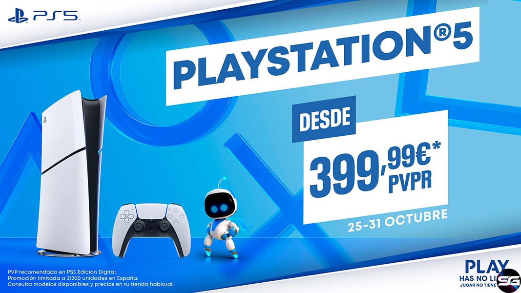 PlayStation 5 estará rebajada 50€ del 25 y el 31 de octubre  